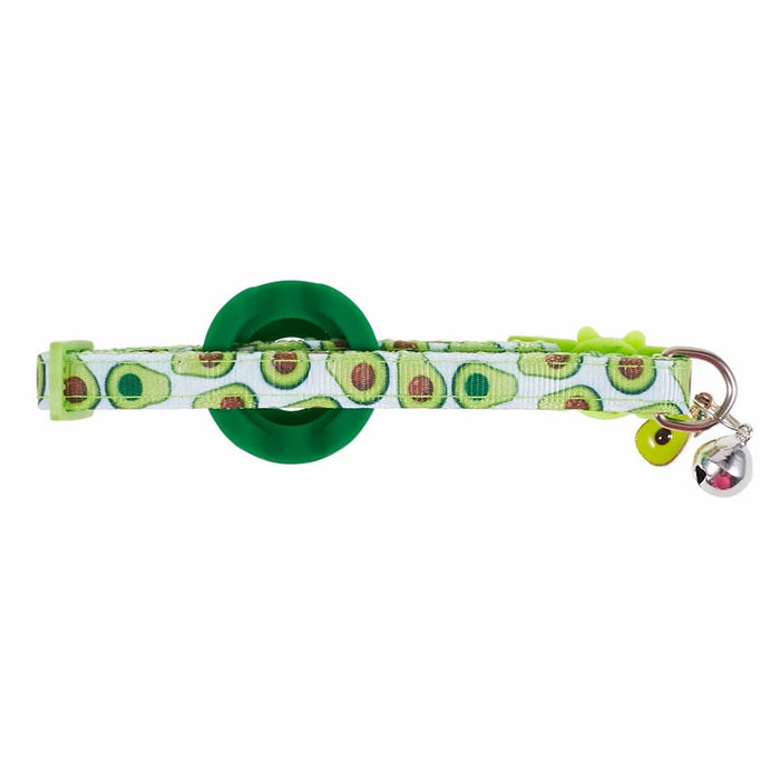 For AirTag Locator Silicone Case Fruit Pattern GPS Tracker Adjustable Pet Dog Cat Collar with Bell - Avocado - 3