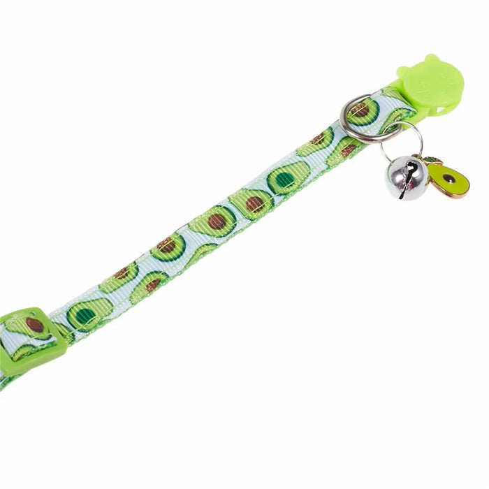 For AirTag Locator Silicone Case Fruit Pattern GPS Tracker Adjustable Pet Dog Cat Collar with Bell - Avocado - 5