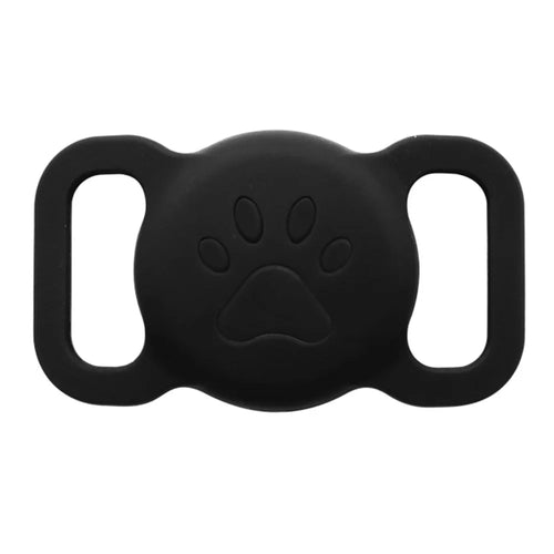 Size L Protective Cover for AirTag Paw Pattern Bluetooth-compatible Tracker Pet Collar Anti-lost Silicone Case - Black - 1
