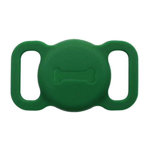 Size L Bone Pattern Silicone Cover for AirTag Bluetooth-compatible Tracker Pet Collar Protective Case - Green - 1
