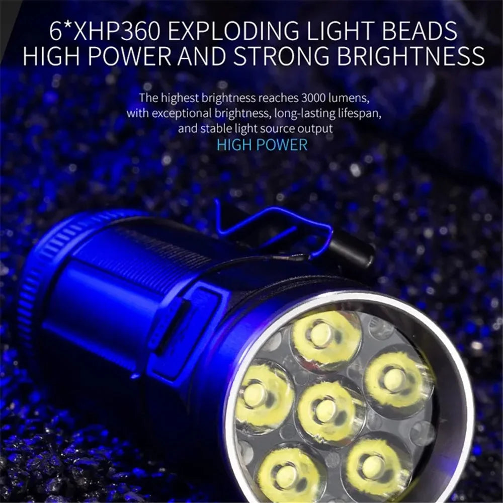 W5184 6-LED Flashlight with Clip for Camping Fishing Light High Brightness Battery-Operated Night Light - 3