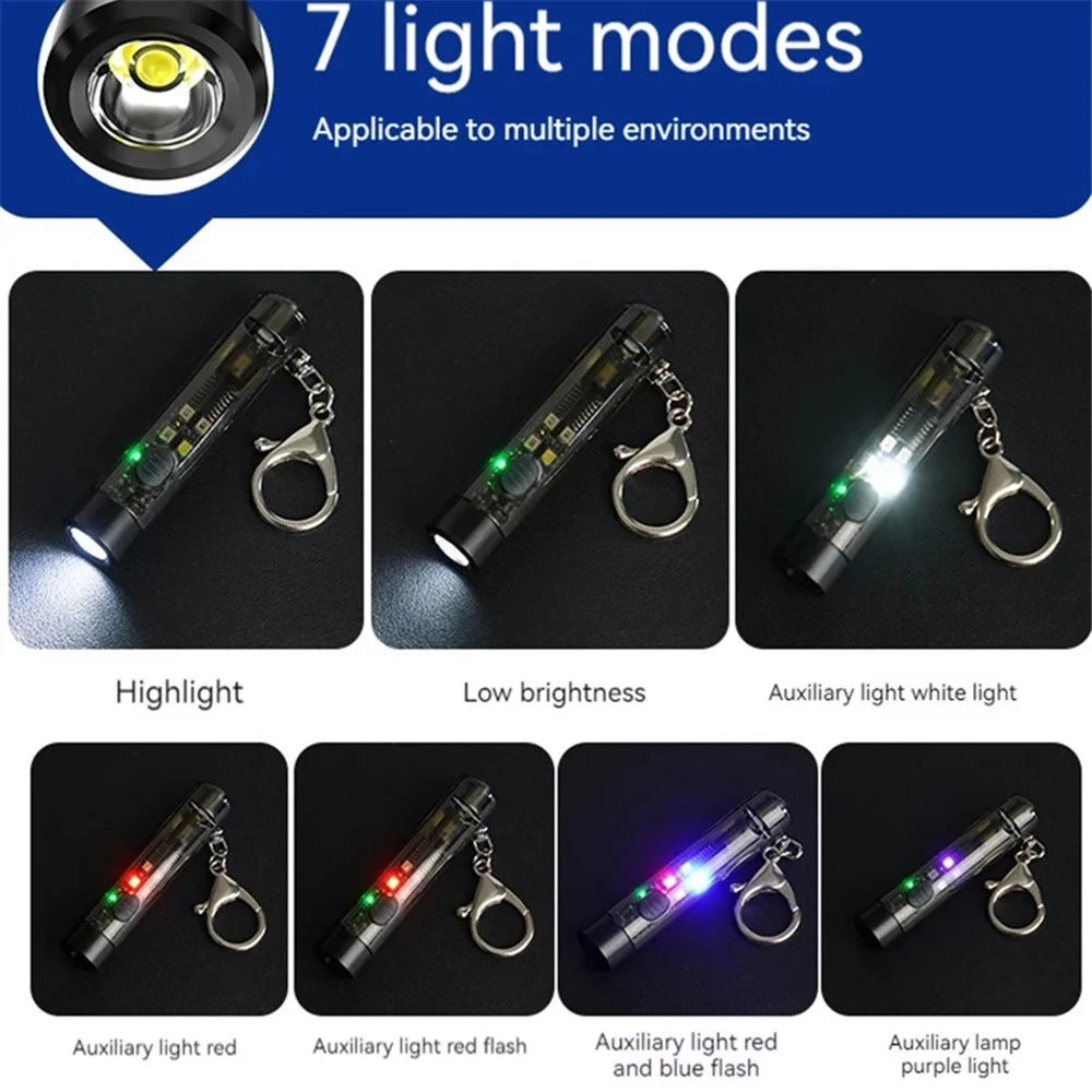 MNS1 Mini Portable Flashlight Outdoor Emergency Whistle Camping Hiking Torch with Keychain - 7