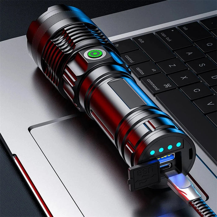 A55 Telescopic Zoom Flashlights USB-C Rechargeable LED Tactical Torch with White Laser Light - 3
