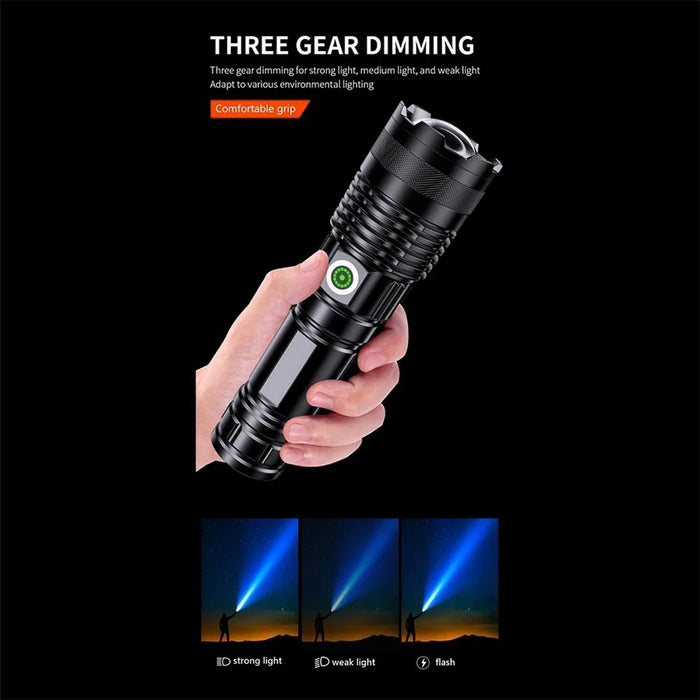 A55 Telescopic Zoom Flashlights USB-C Rechargeable LED Tactical Torch with White Laser Light - 4