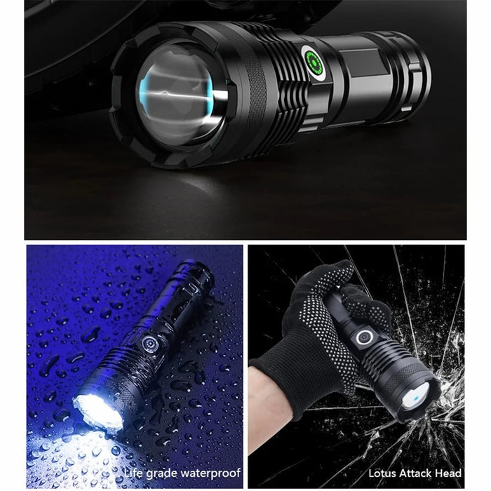 A55 Telescopic Zoom Flashlights USB-C Rechargeable LED Tactical Torch with White Laser Light - 7