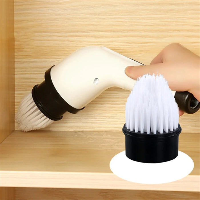 Long Handle Electric Spin Brush Cordless Shower Scrubber with 3 Replacement Heads - White - 6