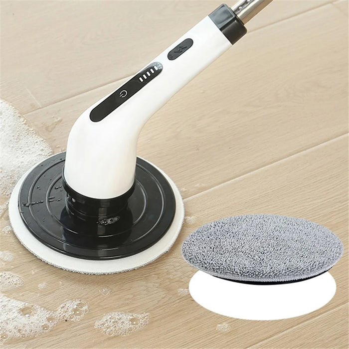 Long Handle Electric Spin Brush Cordless Shower Scrubber with 3 Replacement Heads - White - 7