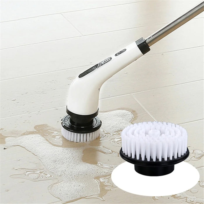 Long Handle Electric Spin Brush Cordless Shower Scrubber with 8 Replacement Heads - White - 7