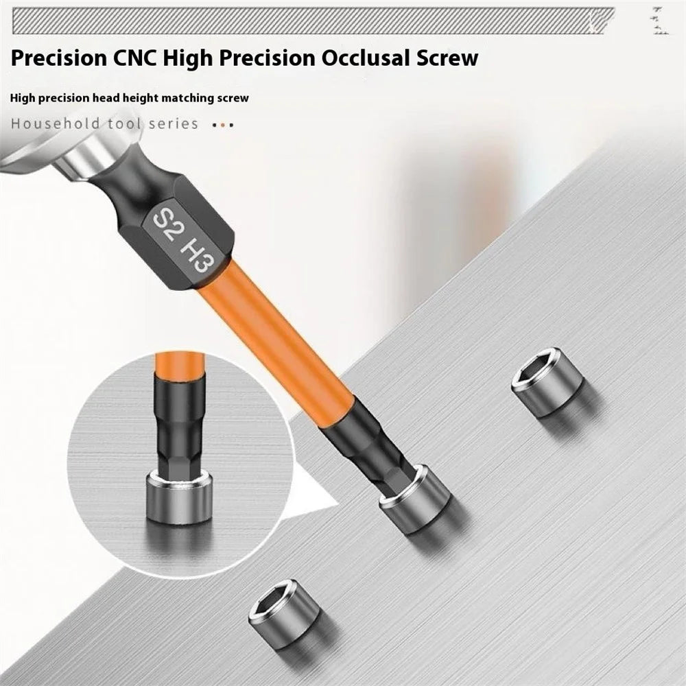 10Pcs Metric 1.5mm-8mm S2 Alloy Steel Magnetic Hex Screwdriver Bits Set, Length: 50mm - 6