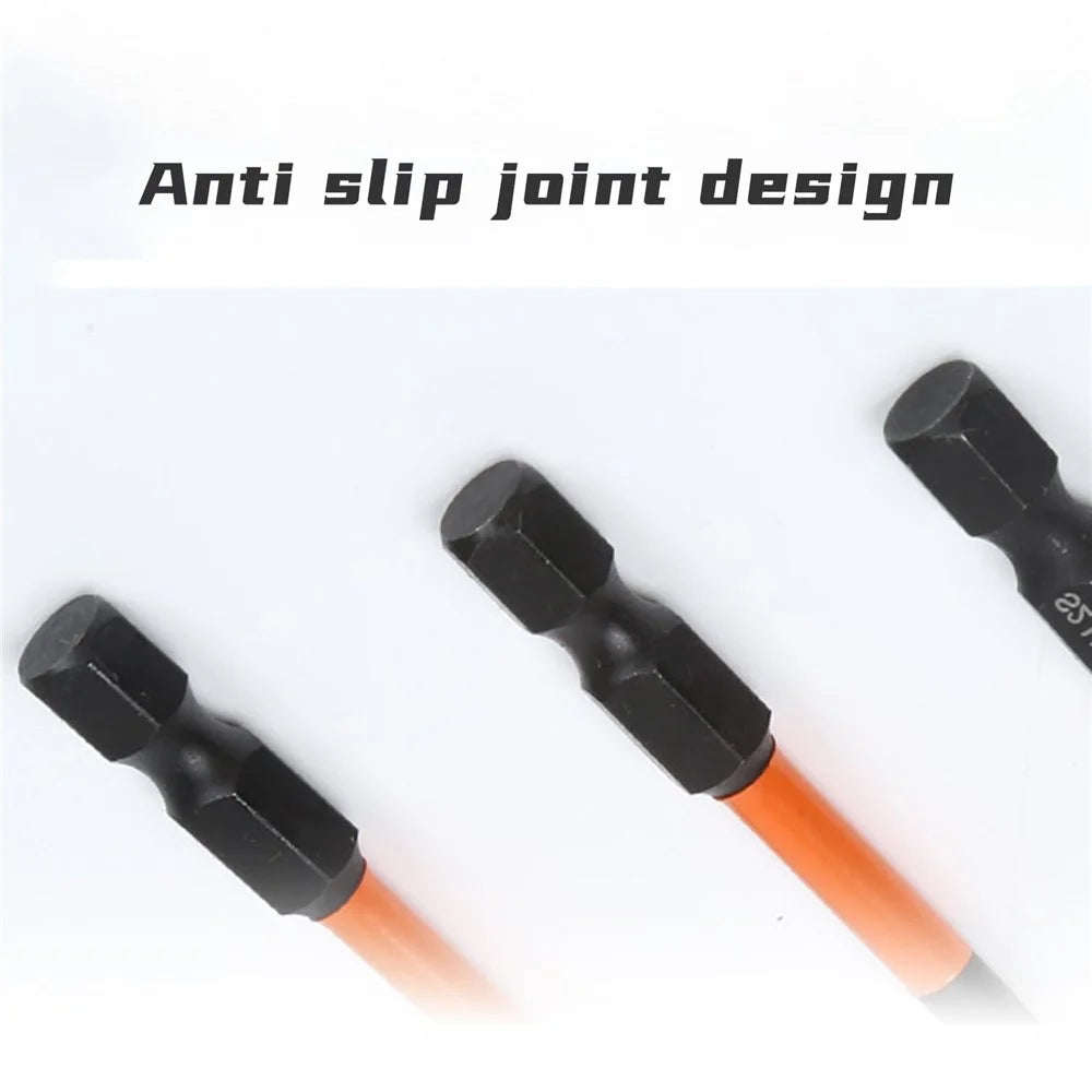 10Pcs Metric 1.5mm-8mm S2 Alloy Steel Magnetic Hex Screwdriver Bits Set, Length: 50mm - 7