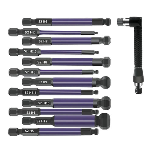 13Pcs / Set 1 / 4 Inch Shank S2 Alloy Steel Hexagonal Ball End Screwdriver Bits with Dual Head Socket - 1