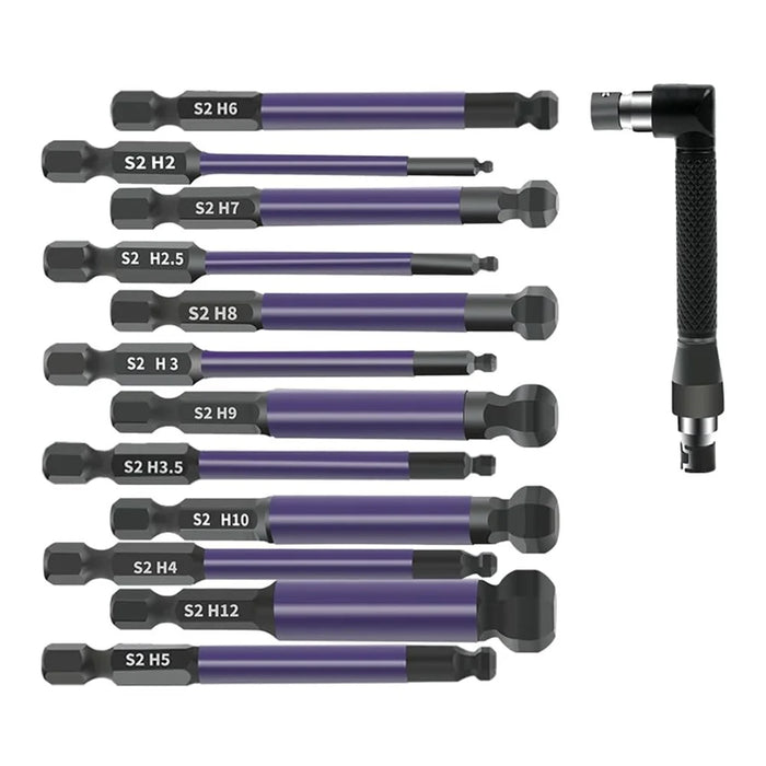 13Pcs / Set 1 / 4 Inch Shank S2 Alloy Steel Hexagonal Ball End Screwdriver Bits with Dual Head Socket - 1