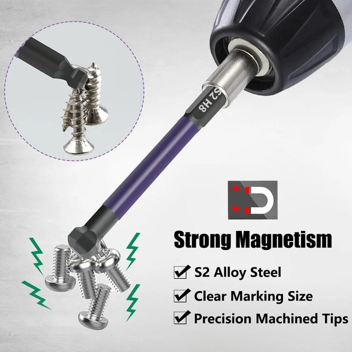 13Pcs / Set 1 / 4 Inch Shank S2 Alloy Steel Hexagonal Ball End Screwdriver Bits with Dual Head Socket - 4