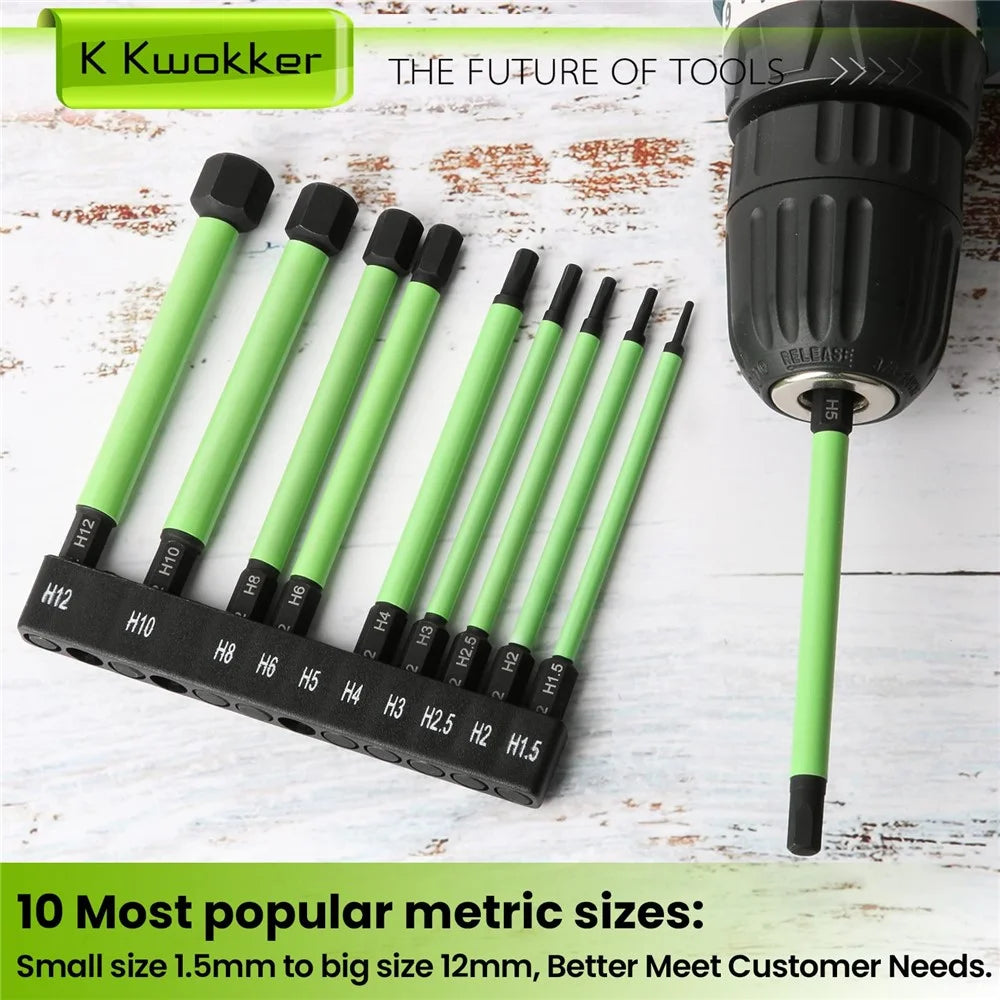 10Pcs S2 Alloy Steel Hex Shank Screwdriver Bits with Screwdriver Handle and Bits Holder Slot - 4