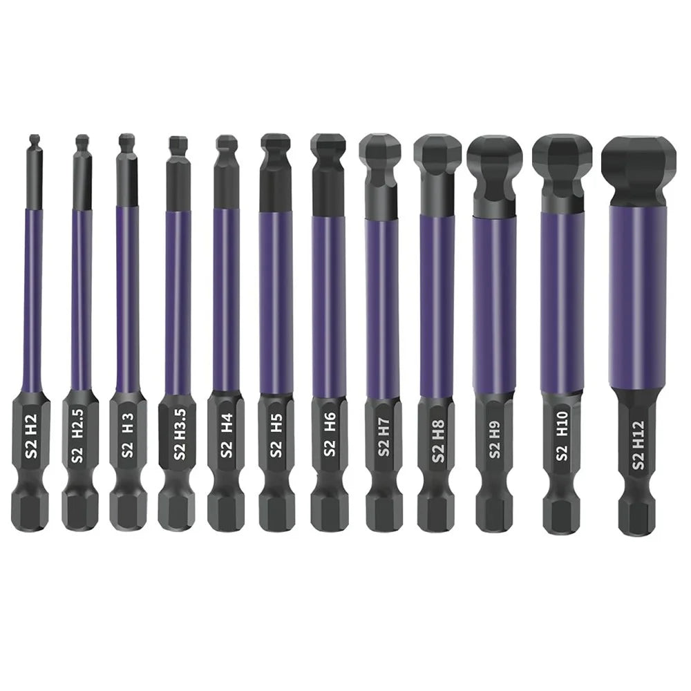 12Pcs Hex Ball End Screwdriver Bits 1 / 4 Inch Shank S2 Alloy Steel Screwdriver Bits Set - 1