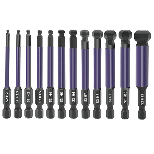 12Pcs Hex Ball End Screwdriver Bits 1 / 4 Inch Shank S2 Alloy Steel Screwdriver Bits Set - 1
