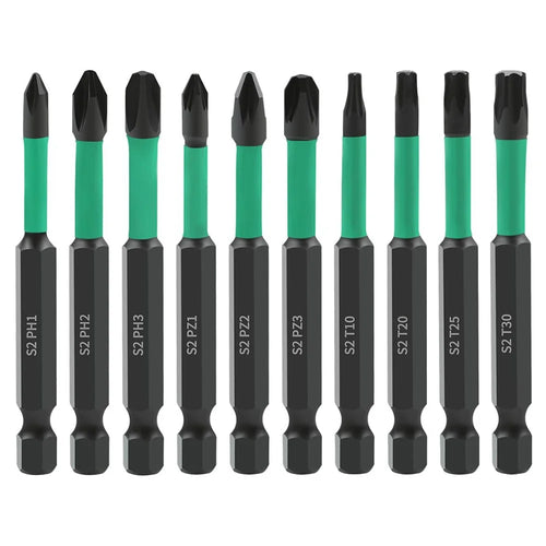 10Pcs Magnetic Hex Shank Electric Drill Bits Set S2 Alloy Steel Phillips Pozidriv Torx Bits - 1