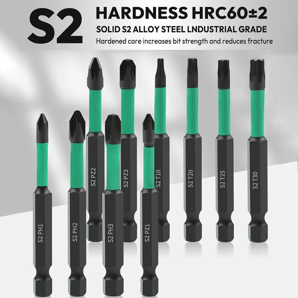 12Pcs / Set S2 Alloy Steel Phillips Pozidriv Torx Electric Drill Bits with Ratchet Wrench and Magnetic Bit Holder - 4