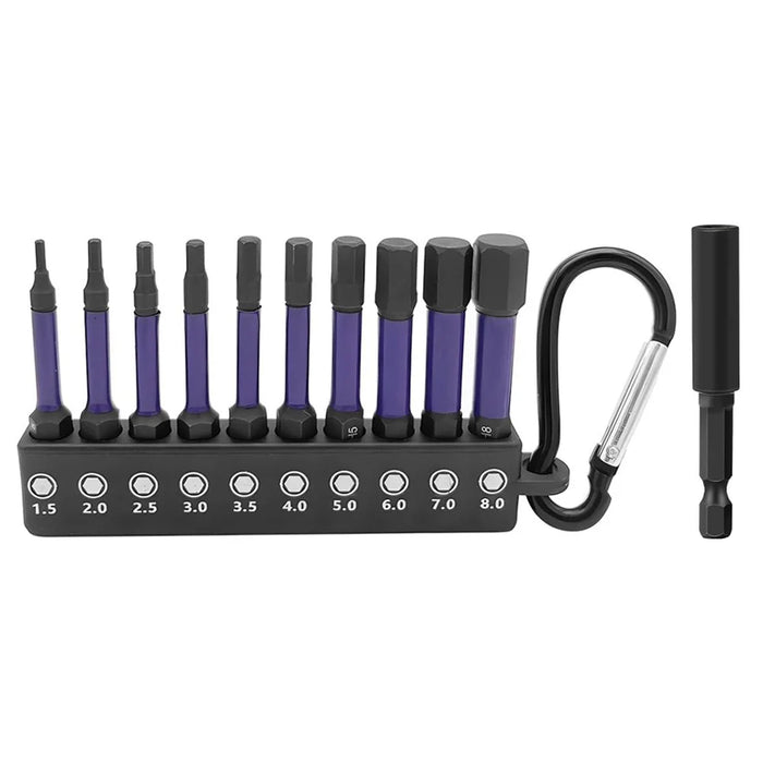 11Pcs / Set 50mm Hex Shank S2 Alloy Steel Screwdriver Bits with Magnetic Bit Holder - 1