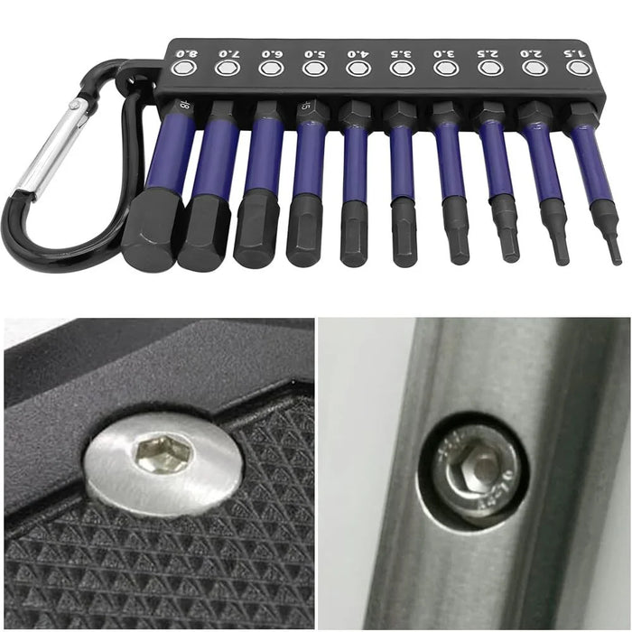 11Pcs / Set 50mm Hex Shank S2 Alloy Steel Screwdriver Bits with Magnetic Bit Holder - 6