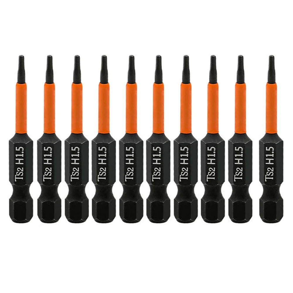 10PCS Hex Screwdriver Bit Set 50mm H1.5 TS2 Steel Magnetic Drill Bit for Screwdrivers Electric Drill - 1