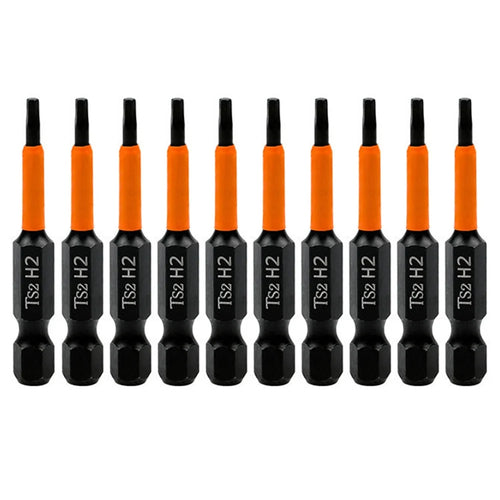 10PCS Hex Screwdriver Bit Set 50mm H2 TS2 Steel Magnetic Drill Bit for Screwdrivers Electric Drill - 1