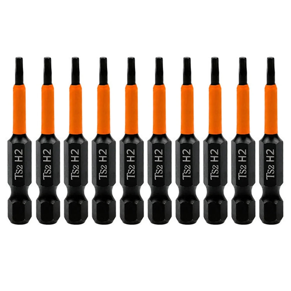 10PCS Hex Screwdriver Bit Set 50mm H2 TS2 Steel Magnetic Drill Bit for Screwdrivers Electric Drill - 1