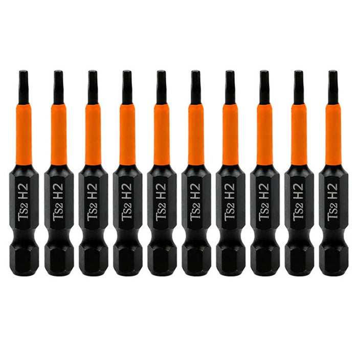 10PCS Hex Screwdriver Bit Set 50mm H2 TS2 Steel Magnetic Drill Bit for Screwdrivers Electric Drill - 1