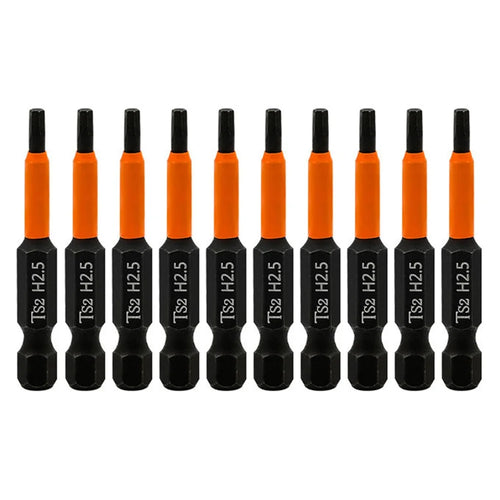 10PCS Hex Screwdriver Bit Set 50mm H2.5 TS2 Steel Magnetic Drill Bit for Screwdrivers Electric Drill - 1