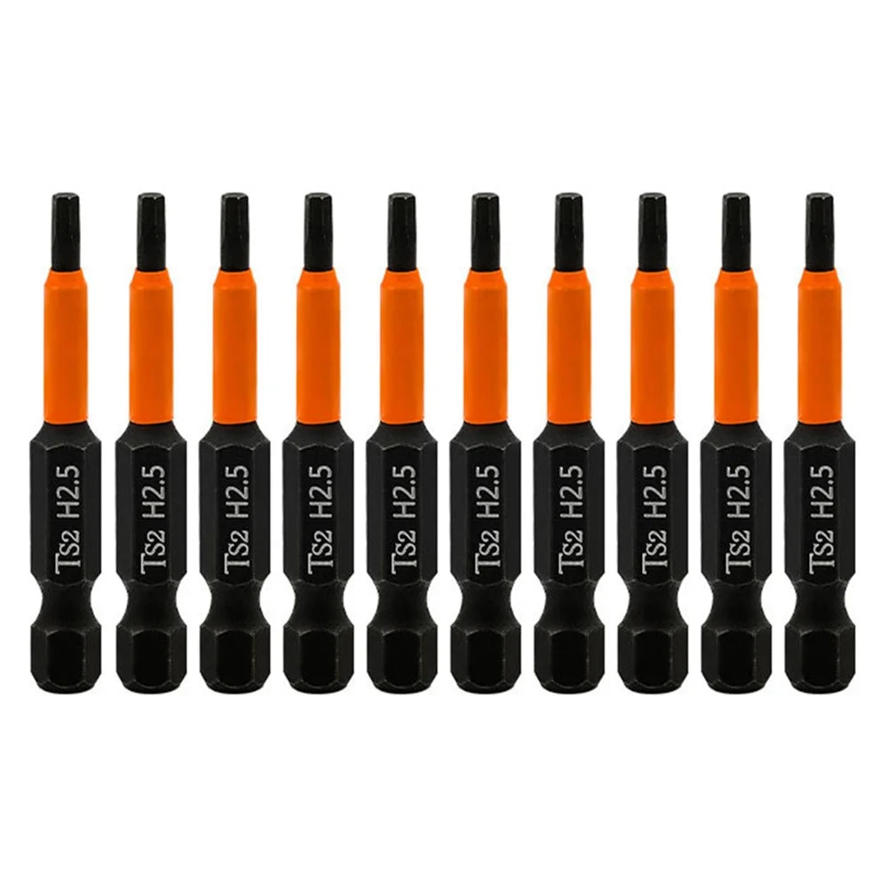 10PCS Hex Screwdriver Bit Set 50mm H2.5 TS2 Steel Magnetic Drill Bit for Screwdrivers Electric Drill - 1