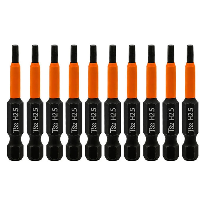 10PCS Hex Screwdriver Bit Set 50mm H2.5 TS2 Steel Magnetic Drill Bit for Screwdrivers Electric Drill - 1