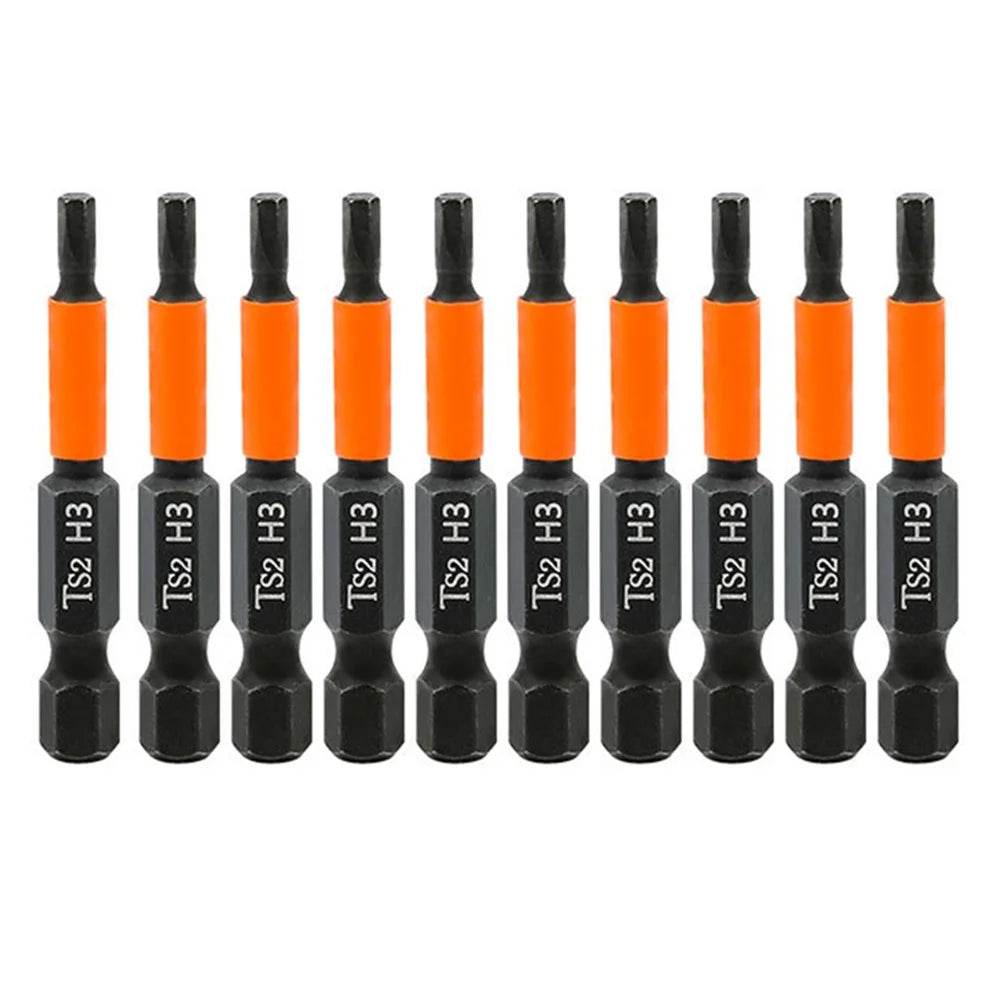10PCS Hex Screwdriver Bit Set 50mm H3 TS2 Steel Magnetic Drill Bit for Screwdrivers Electric Drill - 1