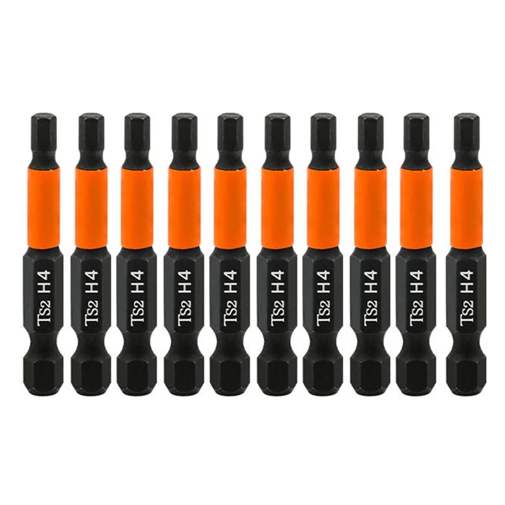 10PCS Hex Screwdriver Bit Set 50mm H4 TS2 Steel Magnetic Drill Bit for Screwdrivers Electric Drill - 1