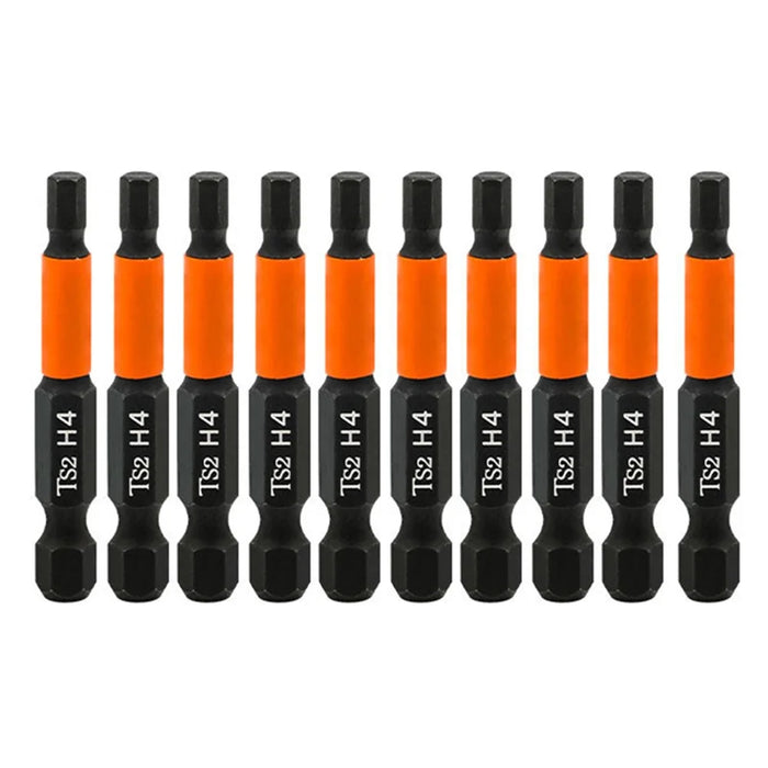 10PCS Hex Screwdriver Bit Set 50mm H4 TS2 Steel Magnetic Drill Bit for Screwdrivers Electric Drill - 1