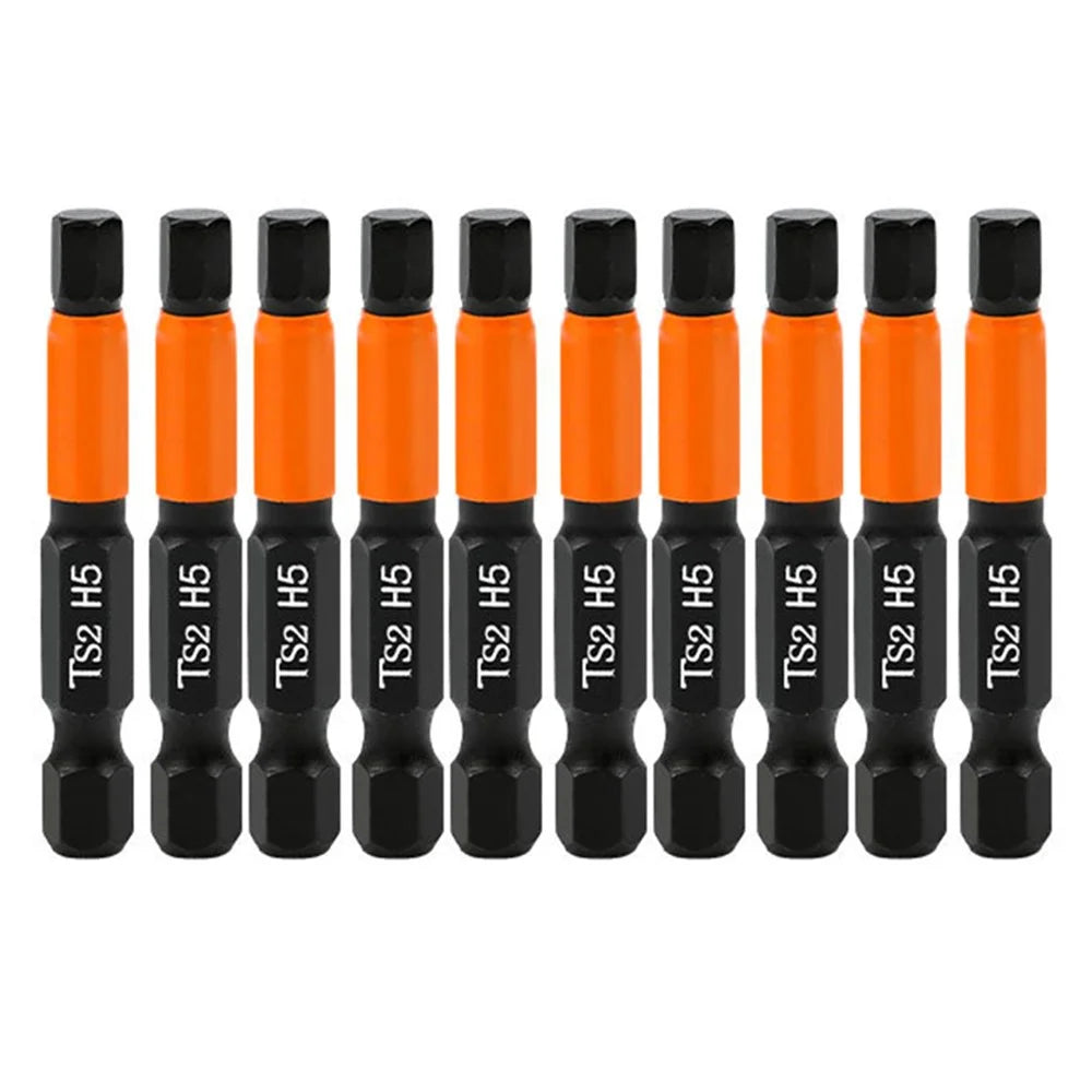 10PCS Hex Screwdriver Bit Set 50mm H5 TS2 Steel Magnetic Drill Bit for Electric Drill Screwdrivers - 1