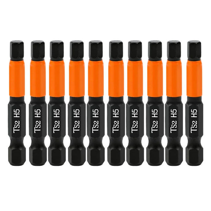 10PCS Hex Screwdriver Bit Set 50mm H5 TS2 Steel Magnetic Drill Bit for Electric Drill Screwdrivers - 1
