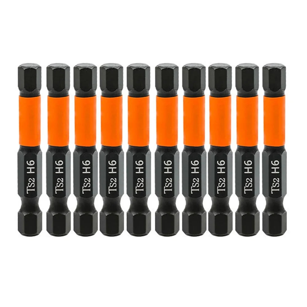 10PCS Hex Screwdriver Bit Set 50mm H6 TS2 Steel Magnetic Drill Bit for Electric Drill Screwdrivers - 1