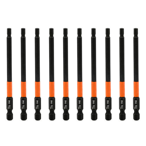 10PCS Hex Screwdriver Bit Set 100mm H4 TS2 Steel Magnetic Drill Bit for Electric Drill Screwdrivers - 1
