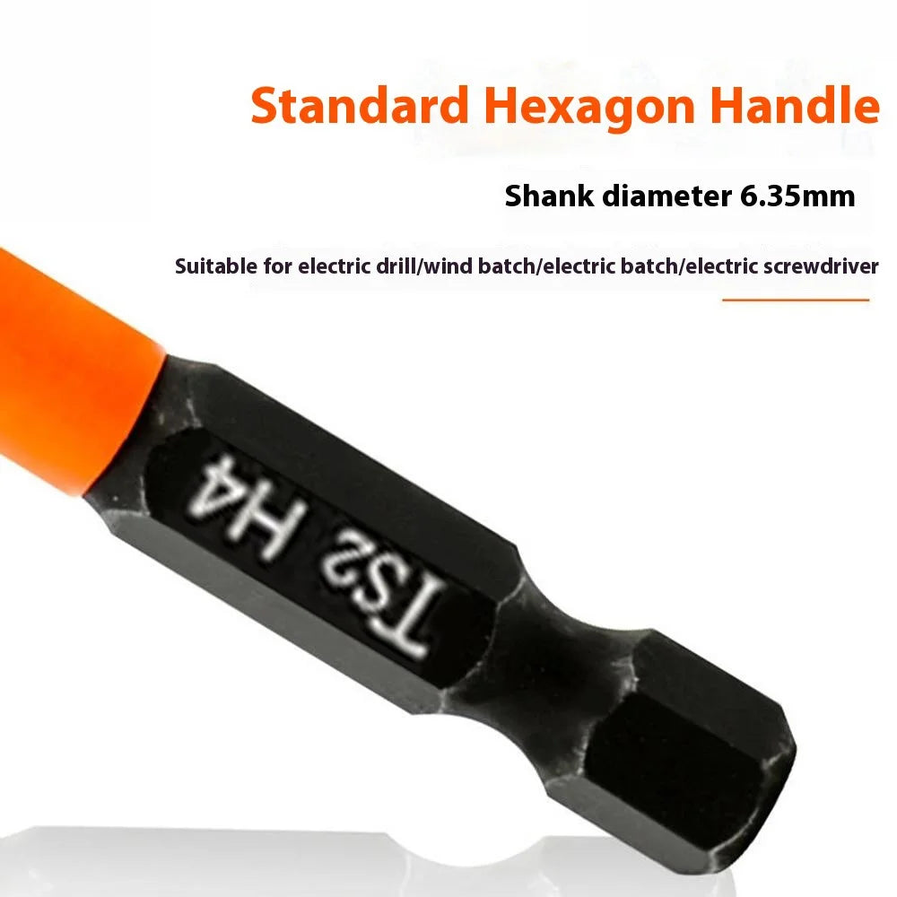 10PCS Hex Screwdriver Bit Set 100mm H4 TS2 Steel Magnetic Drill Bit for Electric Drill Screwdrivers - 6