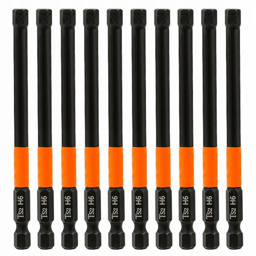 10PCS Hex Screwdriver Bit Set 100mm H6 TS2 Steel Magnetic Drill Bit for Electric Drill Screwdrivers - 1