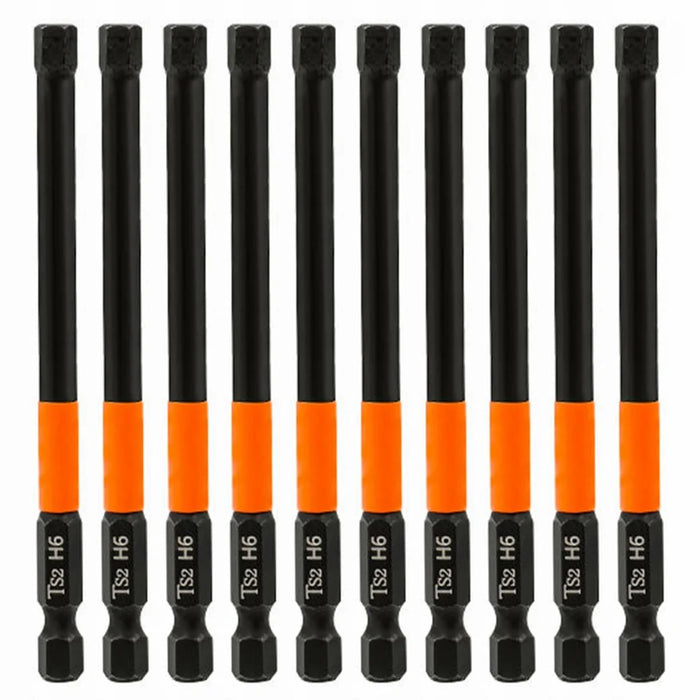 10PCS Hex Screwdriver Bit Set 100mm H6 TS2 Steel Magnetic Drill Bit for Electric Drill Screwdrivers - 1