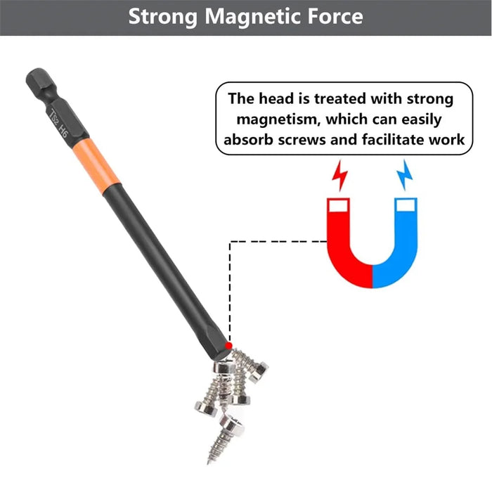 10PCS Hex Screwdriver Bit Set 100mm H6 TS2 Steel Magnetic Drill Bit for Electric Drill Screwdrivers - 3