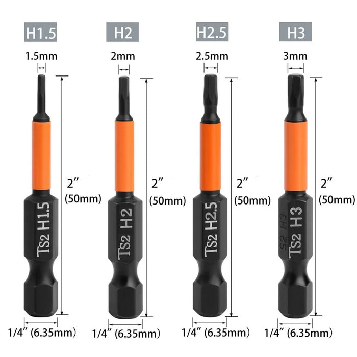 7PCS 50mm Screw Driver Bit Set 1.5mm 2mm 2.5mm 3mm 4mm 5mm 6mm Hex Head Allen Wrench Drill Bit Set - 6
