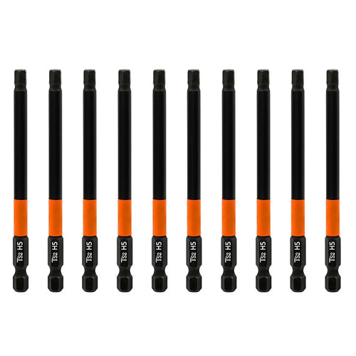10PCS Hex Screwdriver Bit Set 100mm H5 TS2 Steel Magnetic Drill Bit for Electric Drill Screwdrivers - 1