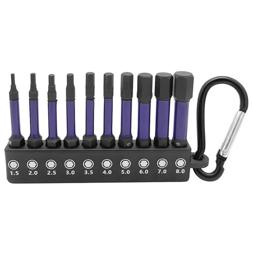 10Pcs  /  Set 50mm Rust Resistant S2 Alloy Steel Hex Shank Screwdriver Bits with Hanging Buckle - 1