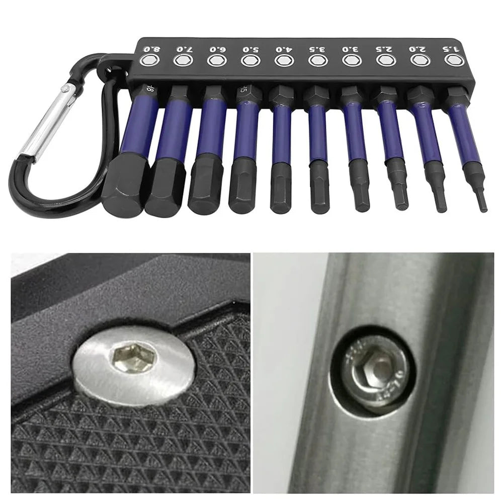 10Pcs  /  Set 50mm Rust Resistant S2 Alloy Steel Hex Shank Screwdriver Bits with Hanging Buckle - 2