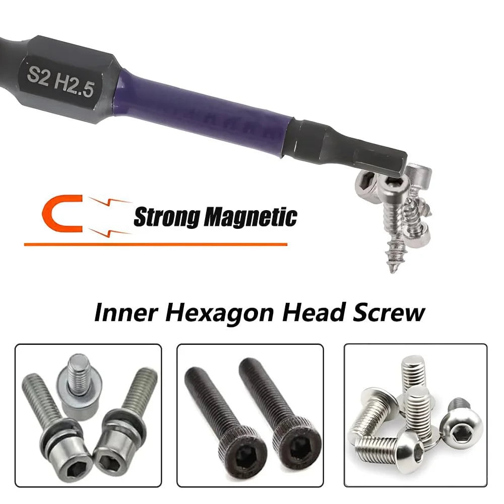 10Pcs  /  Set 50mm Rust Resistant S2 Alloy Steel Hex Shank Screwdriver Bits with Hanging Buckle - 3