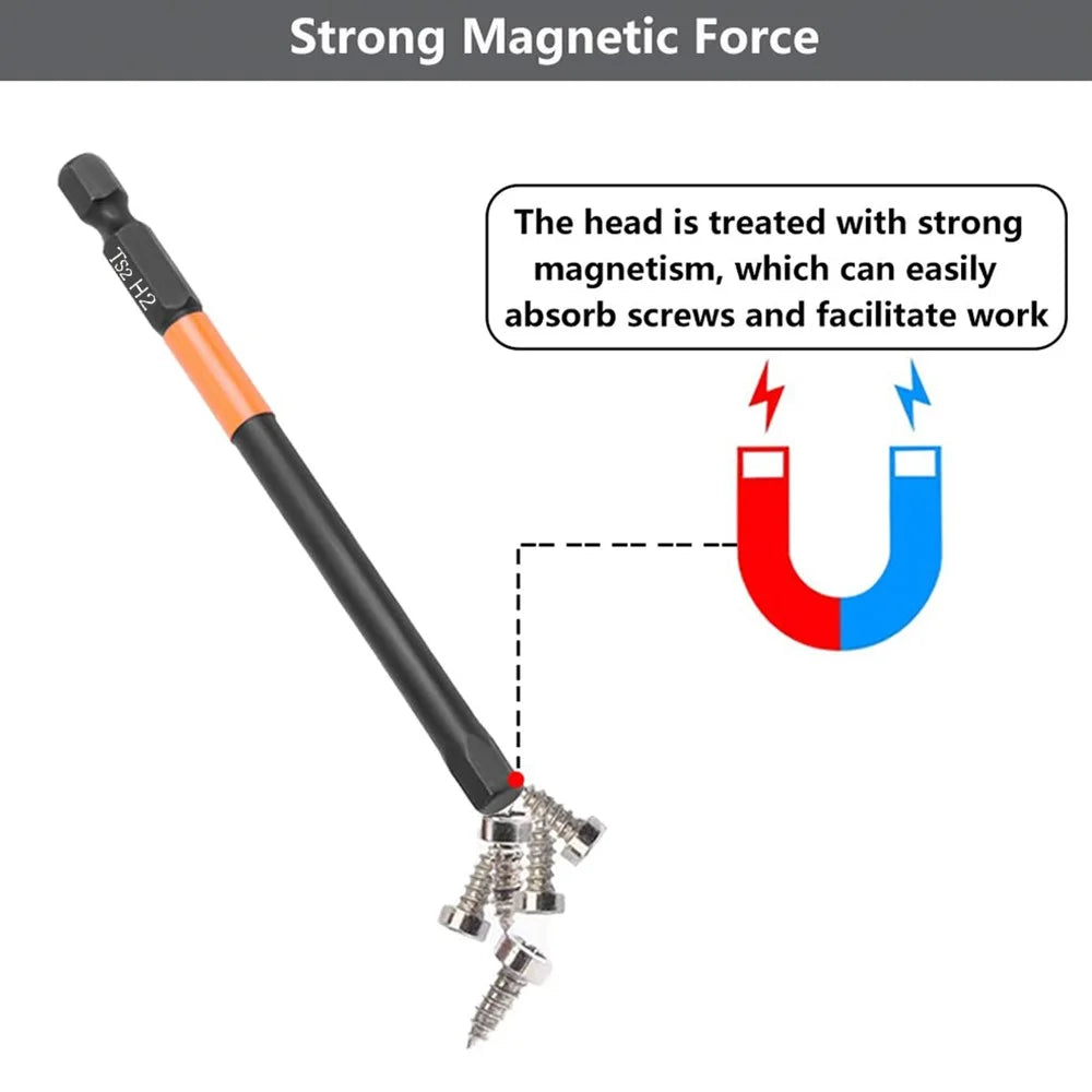 10Pcs / Set 100mm H2 Anti-Rust S2 Alloy Steel Magnetic Hex Shank Screwdriver Bits - 3