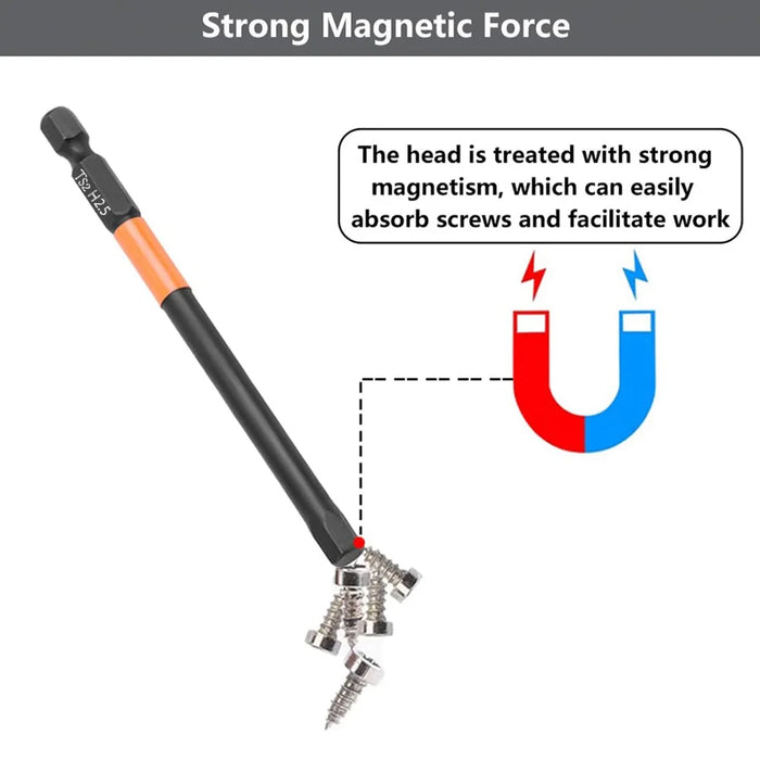 10Pcs / Set 100mm H2.5 Anti-Rust S2 Alloy Steel Magnetic Hex Shank Screwdriver Bits - 3