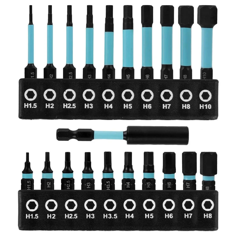 21Pcs / Set S2 Alloy Steel 1 / 4 Inch Hex Shank Magnetic Screwdriver Bits Set with Extension Bar for Power Tools - 1